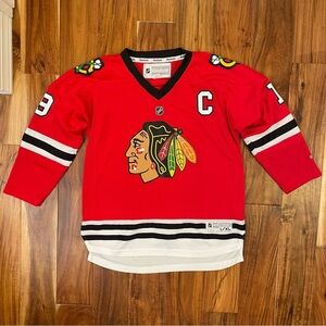 Jonathan Toews #19 Chicago Blackhawks C NHL Reebok Hockey Jersey Youth Size LX.